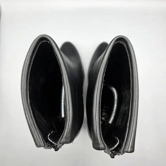 LRL Lauren Ralph Lauren Leola Booties Womens 8 Black Leather Stiletto Zipper - Picture 6 of 12
